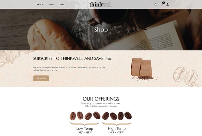 Fresh baked bread and a cup of coffee on a rustic wooden table, with open book in the background. Perfect for bakery, cafe, or coffee shop websites.