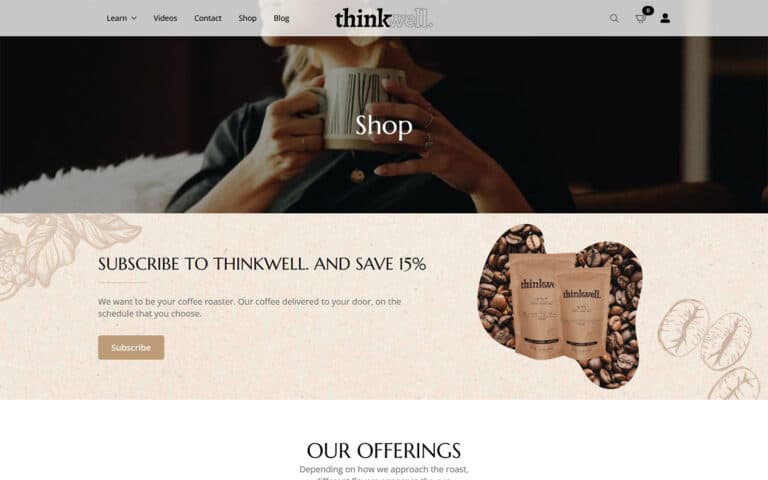 Websites for coffee roasters - thinkwell. coffee