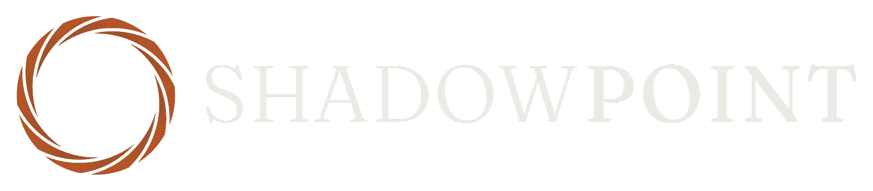 Shadowpoint logo featuring a stylized orange circle and the company name in bold black letters.